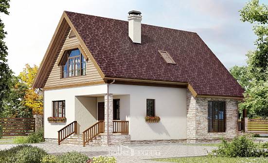 140-001-П Проект двухэтажного дома мансардный этаж, компактный домик из бризолита Бердск | Проекты домов от House Expert