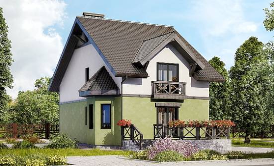 120-003-П Проект двухэтажного дома с мансардой, компактный коттедж из бризолита Новосибирск | Проекты домов от House Expert