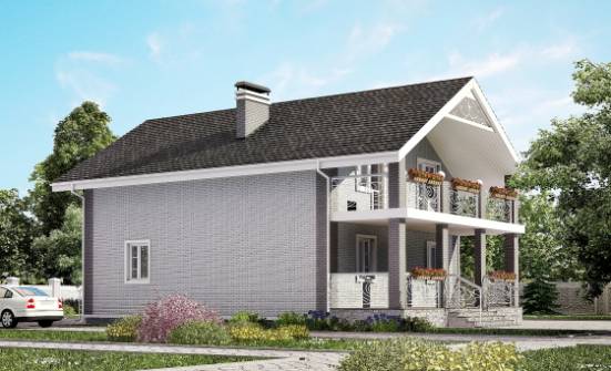 150-007-П Проект двухэтажного дома мансардный этаж, бюджетный загородный дом из блока Бердск | Проекты домов от House Expert