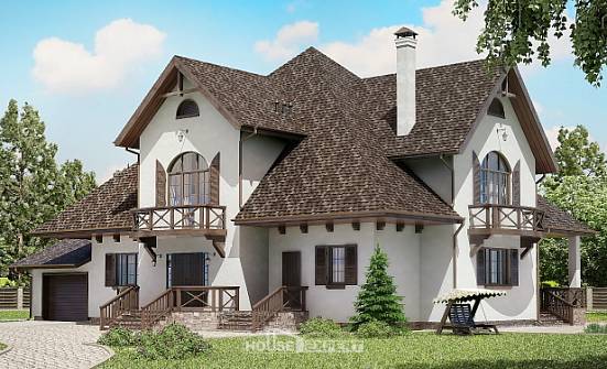 350-001-Л Проект двухэтажного дома мансардой, гараж, большой домик из теплоблока Искитим | Проекты домов от House Expert