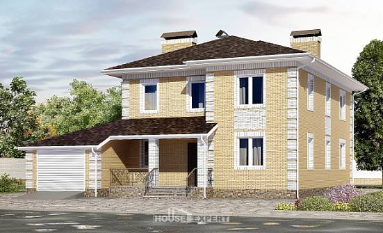 220-006-Л Проект двухэтажного дома, гараж, простой коттедж из твинблока Барабинск | Проекты домов от House Expert