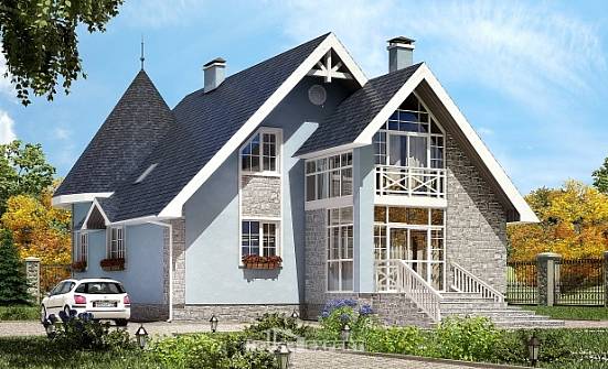 170-003-П Проект двухэтажного дома с мансардой, бюджетный домик из газобетона Искитим | Проекты домов от House Expert