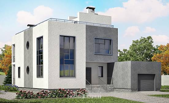 255-001-П Проект двухэтажного дома и гаражом, большой загородный дом из теплоблока Бердск | Проекты домов от House Expert