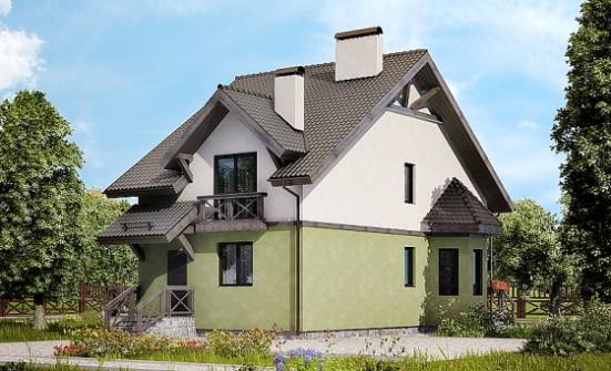 120-003-П Проект двухэтажного дома с мансардой, компактный коттедж из бризолита Новосибирск | Проекты домов от House Expert