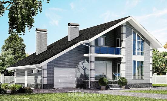 190-006-Л Проект двухэтажного дома с мансардой, гараж, средний дом из арболита Барабинск | Проекты домов от House Expert