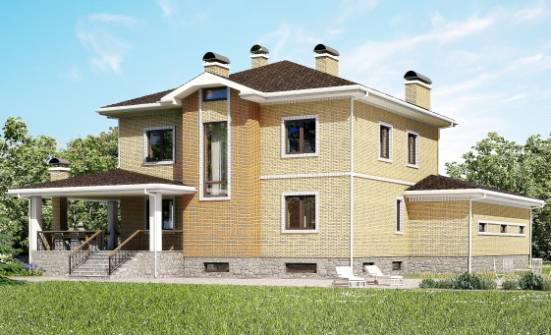 350-002-Л Проект трехэтажного дома, гараж, большой загородный дом из кирпича Новосибирск | Проекты домов от House Expert