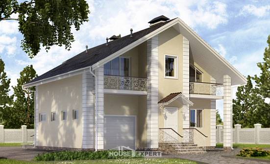 150-002-Л Проект двухэтажного дома мансардой и гаражом, доступный загородный дом из керамзитобетонных блоков Новосибирск | Проекты домов от House Expert