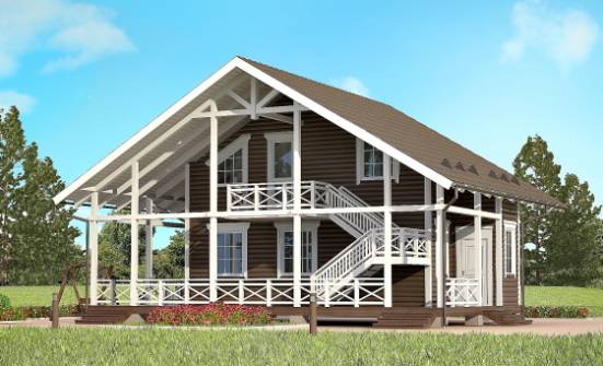 080-001-П Проект двухэтажного дома с мансардой, недорогой домик из дерева Искитим | Проекты домов от House Expert