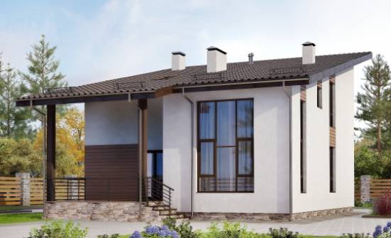 140-005-П Проект двухэтажного дома мансардой, современный домик из теплоблока Искитим | Проекты домов от House Expert