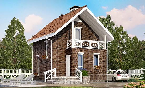 045-001-Л Проект двухэтажного дома мансардой, миниатюрный загородный дом из твинблока Новосибирск | Проекты домов от House Expert