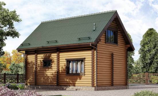 080-003-П Проект двухэтажного дома мансардой, красивый коттедж из бревен Барабинск | Проекты домов от House Expert