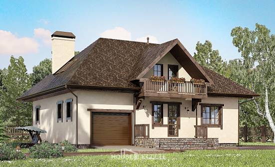 200-001-Л Проект двухэтажного дома с мансардным этажом, гараж, уютный загородный дом из поризованных блоков Бердск | Проекты домов от House Expert