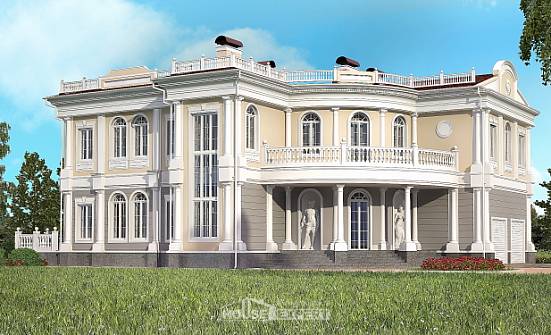 505-001-П Проект двухэтажного дома и гаражом, классический коттедж из теплоблока Новосибирск | Проекты домов от House Expert