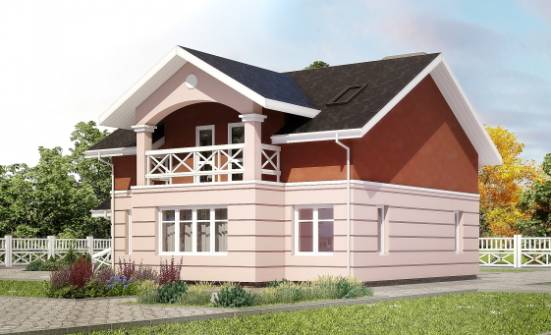 155-009-Л Проект двухэтажного дома мансардой, классический коттедж из пеноблока Бердск | Проекты домов от House Expert