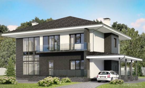 245-002-П Проект двухэтажного дома и гаражом, просторный загородный дом из бризолита Бердск | Проекты домов от House Expert