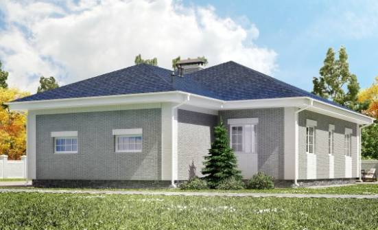 130-002-П Проект одноэтажного дома, гараж, экономичный загородный дом из твинблока Бердск | Проекты домов от House Expert