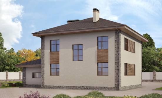 185-004-П Проект двухэтажного дома, гараж, классический домик из твинблока Искитим | Проекты домов от House Expert