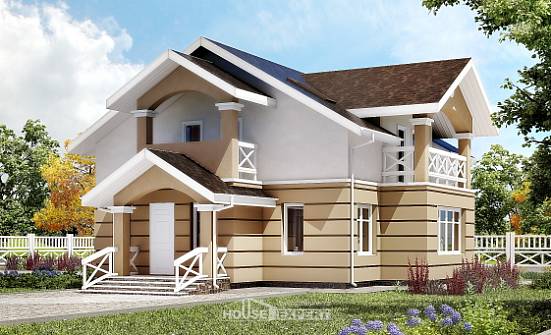 155-009-П Проект двухэтажного дома с мансардой, уютный дом из твинблока Новосибирск | Проекты домов от House Expert