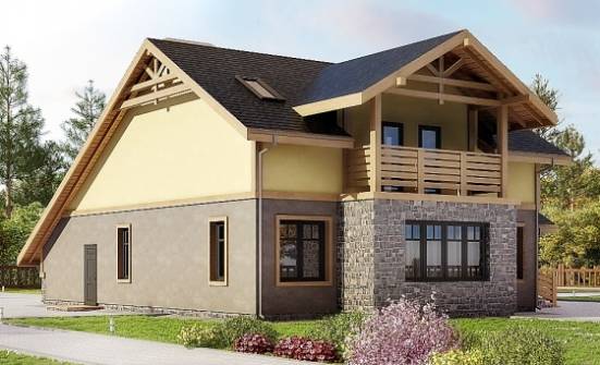 180-011-П Проект двухэтажного дома с мансардным этажом, гараж, доступный домик из поризованных блоков Бердск | Проекты домов от House Expert