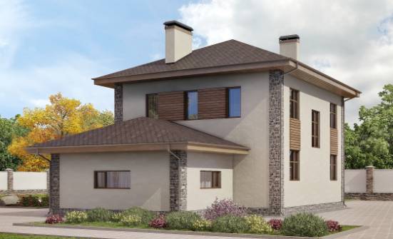 185-004-П Проект двухэтажного дома, гараж, классический домик из твинблока Искитим | Проекты домов от House Expert