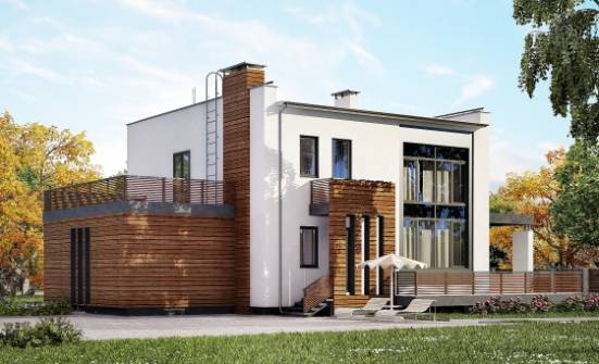220-003-П Проект двухэтажного дома и гаражом, средний загородный дом из газобетона Бердск | Проекты домов от House Expert