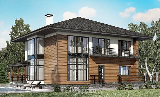 245-001-П Проект двухэтажного дома, современный загородный дом из арболита Бердск | Проекты домов от House Expert