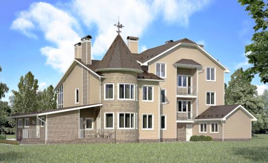 555-001-Л Проект трехэтажного дома с мансардой, гараж, красивый дом из пеноблока Бердск | Проекты домов от House Expert