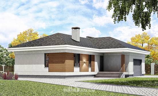 165-001-П Проект одноэтажного дома и гаражом, экономичный домик из газобетона Бердск | Проекты домов от House Expert