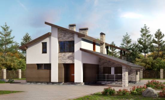 200-010-П Проект двухэтажного дома мансардой и гаражом, простой дом из твинблока Новосибирск | Проекты домов от House Expert