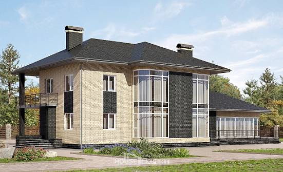 305-003-Л Проект двухэтажного дома, современный домик из пеноблока Новосибирск | Проекты домов от House Expert