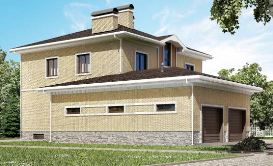 350-002-Л Проект трехэтажного дома, гараж, большой загородный дом из кирпича Новосибирск | Проекты домов от House Expert