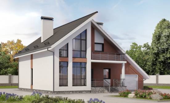 200-007-П Проект двухэтажного дома с мансардой, гараж, классический коттедж из пеноблока Новосибирск | Проекты домов от House Expert