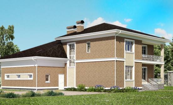 335-002-П Проект двухэтажного дома, гараж, огромный коттедж из кирпича Барабинск | Проекты домов от House Expert
