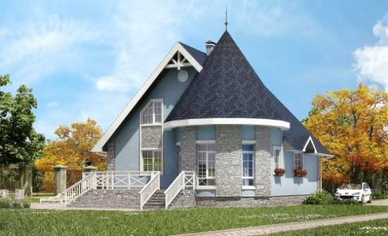 170-003-П Проект двухэтажного дома с мансардой, бюджетный домик из газобетона Искитим | Проекты домов от House Expert