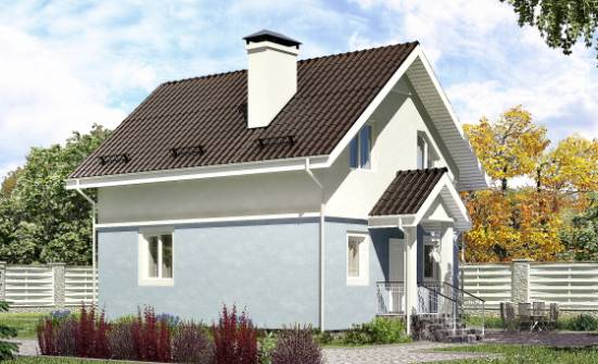 095-002-П Проект двухэтажного дома с мансардой, красивый коттедж из пеноблока Барабинск | Проекты домов от House Expert