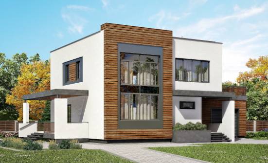 220-003-П Проект двухэтажного дома и гаражом, средний загородный дом из газобетона Бердск | Проекты домов от House Expert