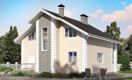 150-002-П Проект двухэтажного дома мансардой, гараж, доступный дом из поризованных блоков Барабинск | Проекты домов от House Expert