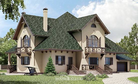 350-001-П Проект двухэтажного дома с мансардой и гаражом, красивый загородный дом из газосиликатных блоков Бердск | Проекты домов от House Expert
