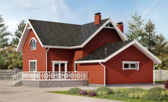 180-013-Л Проект двухэтажного дома мансардой и гаражом, современный загородный дом из блока Бердск | Проекты домов от House Expert