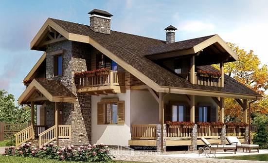 150-004-П Проект двухэтажного дома с мансардным этажом, уютный загородный дом из бризолита Новосибирск | Проекты домов от House Expert