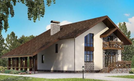 155-007-П Проект двухэтажного дома с мансардой и гаражом, недорогой домик из теплоблока Искитим | Проекты домов от House Expert