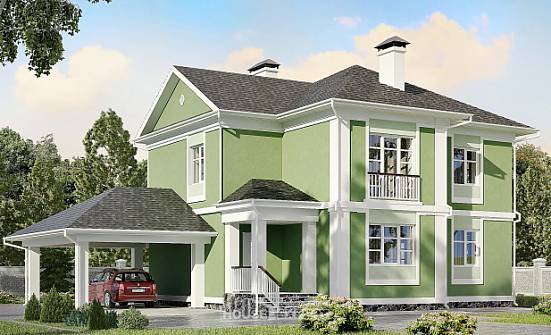 170-001-Л Проект двухэтажного дома, гараж, доступный домик из поризованных блоков Искитим | Проекты домов от House Expert