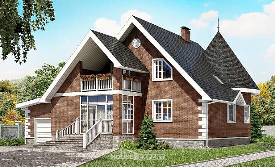 220-002-Л Проект двухэтажного дома мансардный этаж, гараж, красивый домик из газобетона Бердск | Проекты домов от House Expert