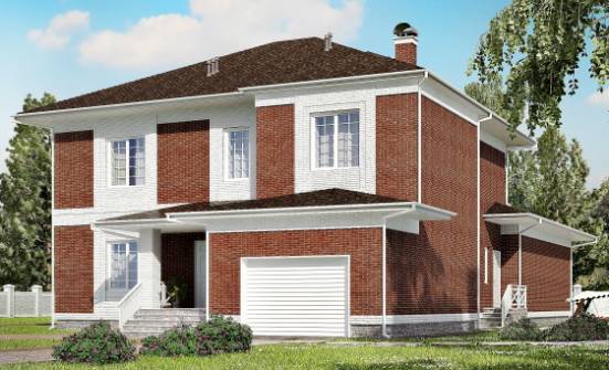 315-001-П Проект двухэтажного дома и гаражом, просторный коттедж из кирпича Искитим | Проекты домов от House Expert