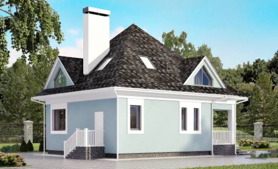 110-001-Л Проект двухэтажного дома мансардный этаж, компактный коттедж из бризолита Искитим | Проекты домов от House Expert