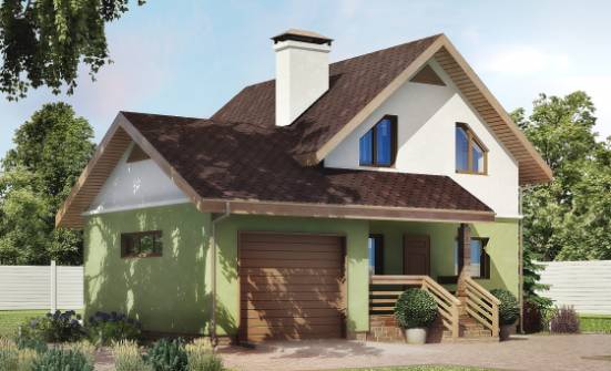 120-002-П Проект двухэтажного дома с мансардой и гаражом, красивый коттедж из теплоблока Искитим | Проекты домов от House Expert