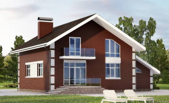 180-001-Л Проект двухэтажного дома мансардный этаж, гараж, недорогой домик из пеноблока Барабинск | Проекты домов от House Expert