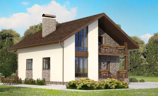 155-001-П Проект двухэтажного дома с мансардой, гараж, скромный загородный дом из газобетона Искитим | Проекты домов от House Expert