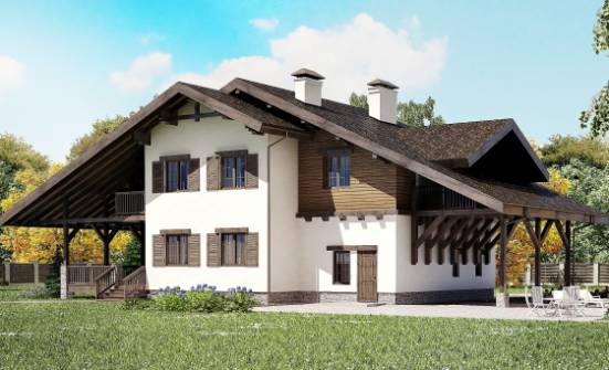 270-001-Л Проект двухэтажного дома с мансардой, гараж, современный коттедж из кирпича Искитим | Проекты домов от House Expert