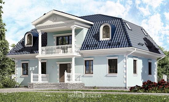 210-004-Л Проект двухэтажного дома мансардный этаж, классический загородный дом из керамзитобетонных блоков Искитим | Проекты домов от House Expert